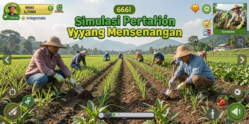 Tampilan gameplay 666I yang menampilkan ladang dan tanaman yang tumbuh.