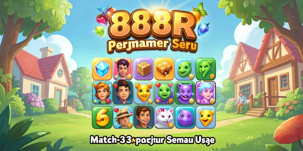 Screenshot permainan 888R menampilkan keseruan gameplay Match-3.
