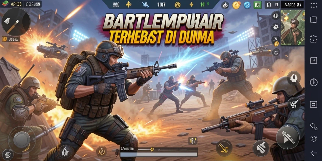 Screenshot API33 menampilkan aksi intens di medan perang Battle Royale.
