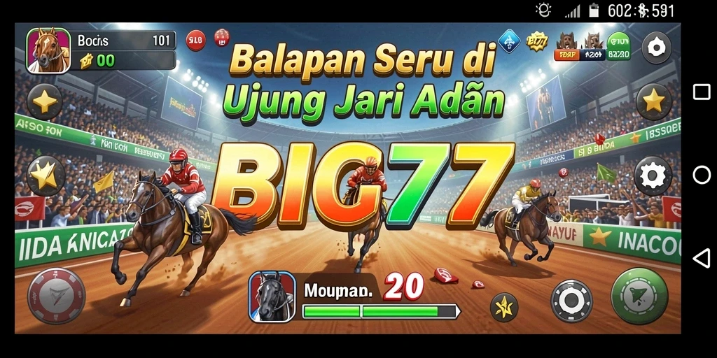 Screenshot gameplay BIG77 yang menunjukkan aksi balapan mendebarkan.