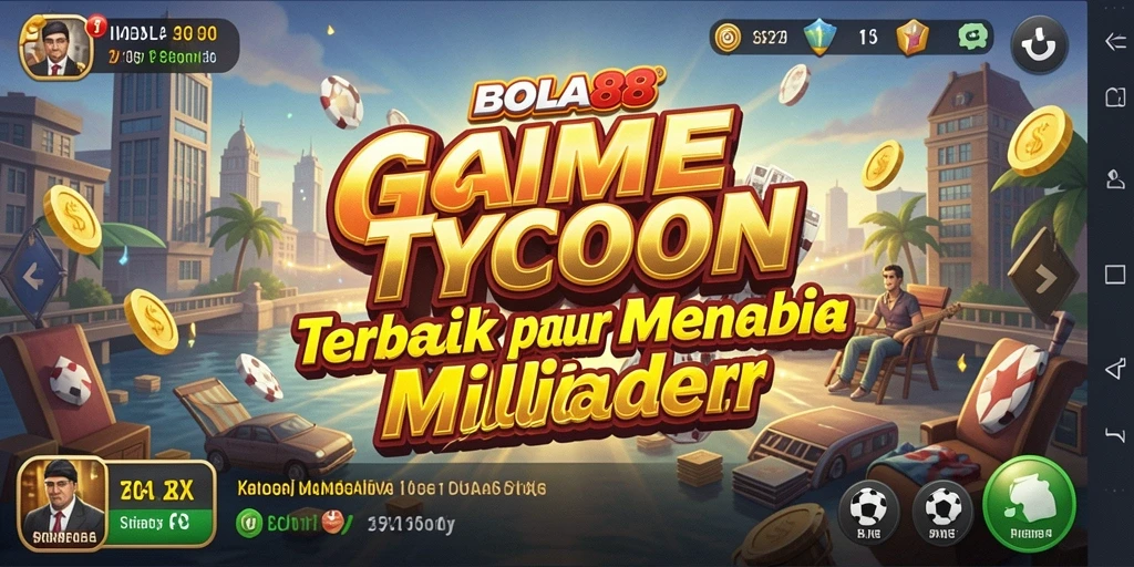 Tampilan gameplay BOLA88 dengan berbagai elemen Tycoon.