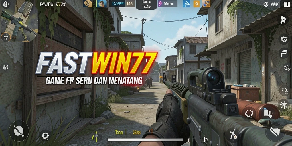 Screenshot FASTWIN77 menunjukkan aksi menembak intens di medan perang.