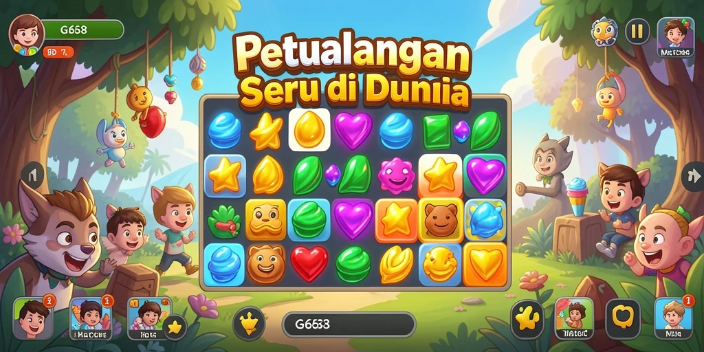 Menggembirakan gameplay Match-3 dengan warna cerah dan efek suara.
