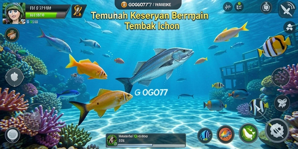 Gameplay seru GOGO77 dengan banyak ikan untuk ditembak.