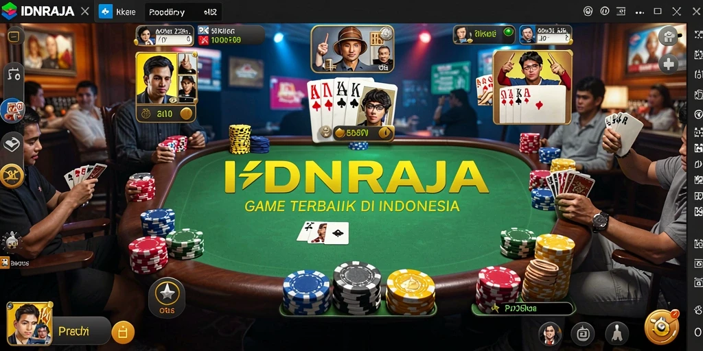 Tampilan layar permainan Poker di IDNRAJA yang seru dan interaktif.