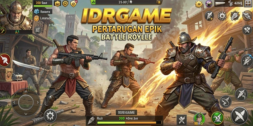 Gameplay mendebarkan dalam arena Battle Royale yang luas.