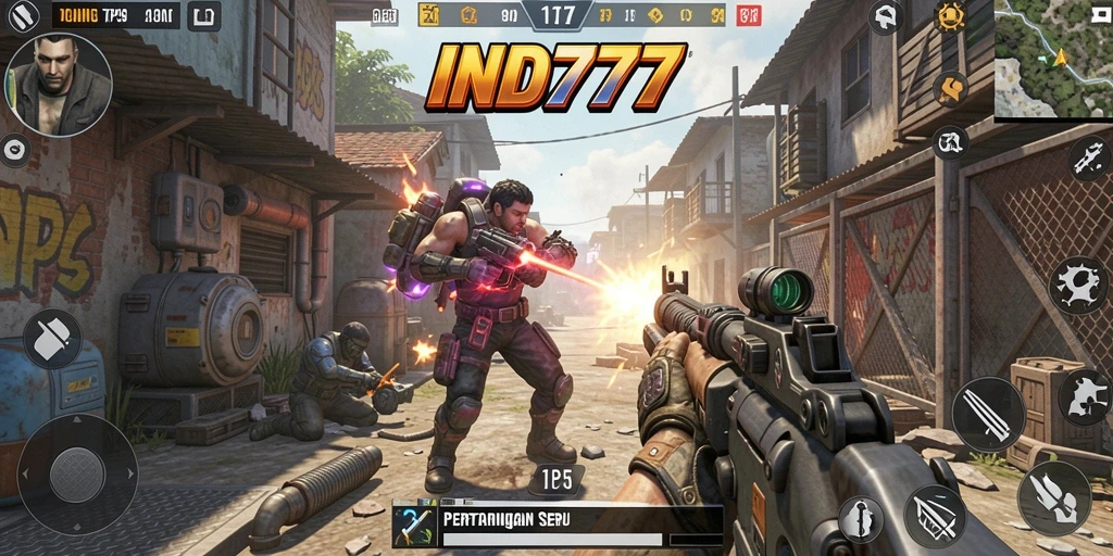 Tampilan gameplay IND777 yang menegangkan dan penuh aksi dalam pertempuran TPS.