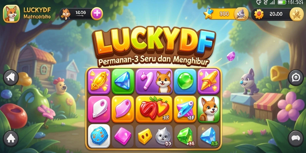 Screenshot gameplay LUCKYDF dengan momen mencocokkan yang menarik.