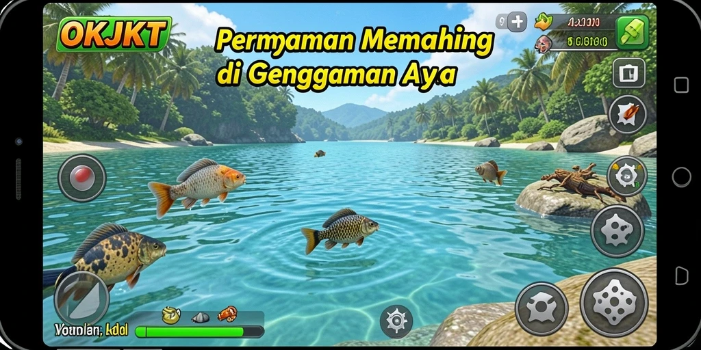 Tangkapan ikan yang menakjubkan dalam permainan memancing OKJKT.