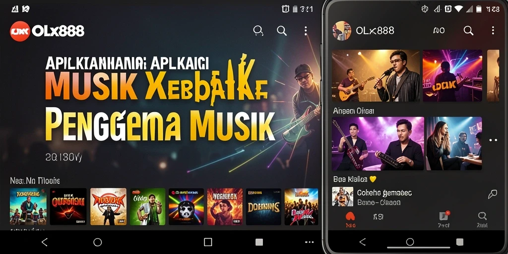 Tampilan antarmuka OLX888 menampilkan berbagai fitur musik yang menarik.