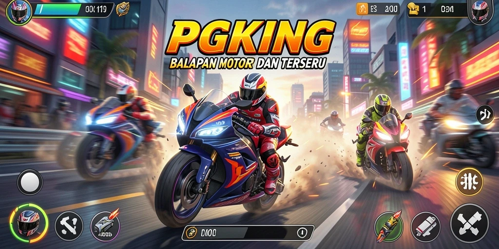 Screenshot PGKING menampilkan balapan motor yang mendebarkan dan grafik menawan.
