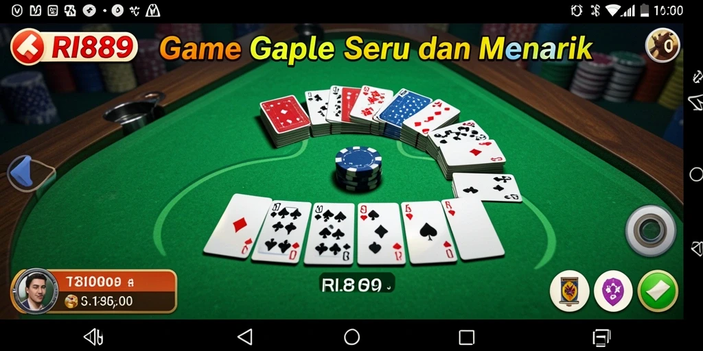 Screenshot utama RI889 menampilkan permainan Gaple yang menarik dan interaktif.